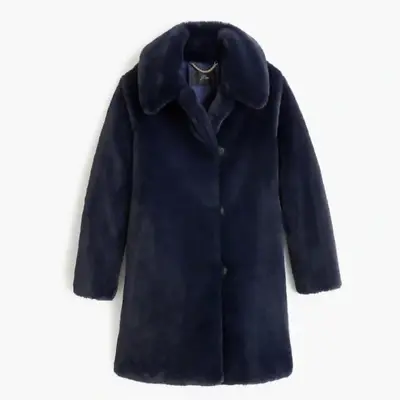J Crew Faux Fur Teddy Coat Navy XS • $70