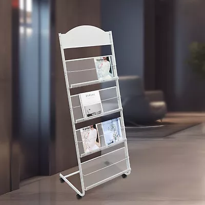 4-layer Magazine Rack Foldable Newspaper Storage Stand Book Display Shelf Black • $61.75