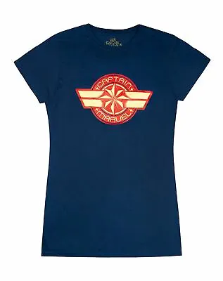 Marvel Captain Marvel Logo Women's Navy Short Sleeve T-Shirt • £14.99