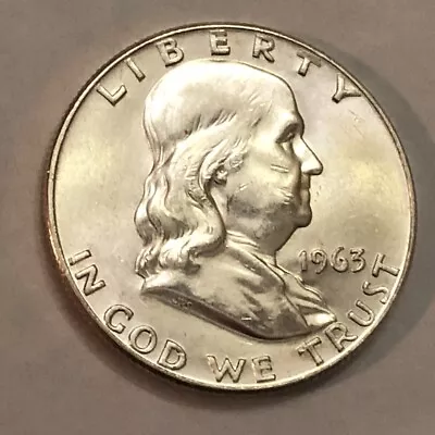 1963-D BU 90% Silver Franklin Half Dollar. #k4 • $16.25