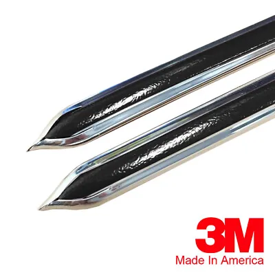 Vintage Style 7/8  Black & Chrome Side Body Trim Molding - Formed Pointed Ends • $69.99