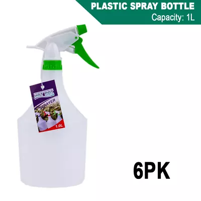 6x Mist Spray Bottle 1L Plastic Trigger Water Dispenser Flower Plant Garden • $29.97