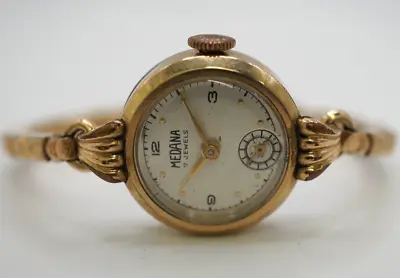Vintage Gold Tone MEDANA 17 Jewel 47 Mechanical Wristwatch-Running A853 • $40.72