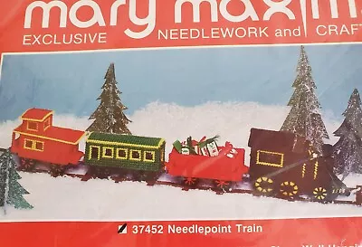 NIP VTG NEEDLEPOINT TRAIN 4 PIECE PLASTIC CANVAS KIT Mary Maxim 37452 XMAS • $15.99