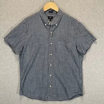 J. Crew Slim Fit Short Sleeve Button Down Blue Chambray Shirt Men's Size L Large • $19.95