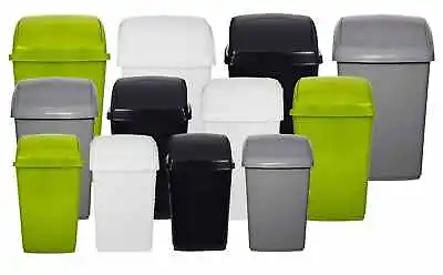 Swing Top Lid Plastic Rubbish Waste Dust Litter Bin Kitchen Bedroom Office Paper • £6.90