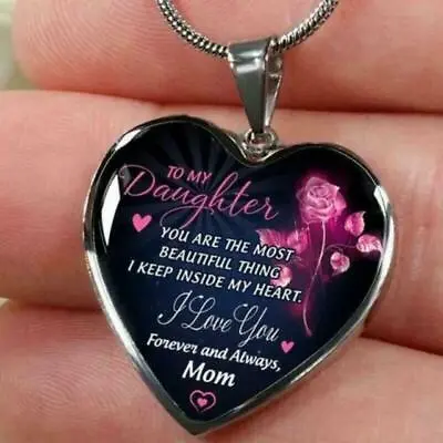 To My Beautiful Daughter Necklace Love Heart Pendant Gifts From Mother Dad Mom • $1.78