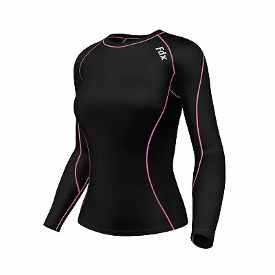 FDX Women's Compression Top Long Sleeve Base Layer  Running Gym Training Top  • £12.90