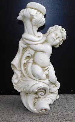 Vintage Baroque Cherub Candle Holder Wall Sconce Made In Italy • £96.50