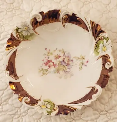 RS Prussia Daisy Mold Porcelain Bowl Copper Tiffany Band Lily Florals • $28