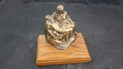 Vtg Catholic Church Brass Pieta Jesus & Mary Statue Figure • $27.99