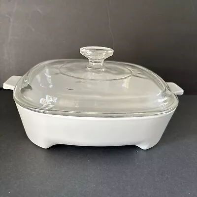 CORNING WARE  Microwave Browning Dish 8x10in White With Clear Lid  MW- 9-3 USA • $9.99