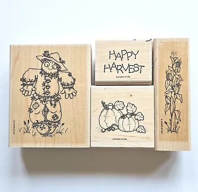 HAPPY HARVEST Stampin' Up! Vintage Rubber Stamps Scarecrow Autumn Fall Abx18 • $14.98