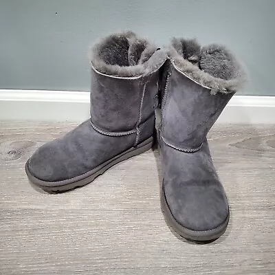 UGG BAILEY BOW Boots Youth Size 5 Gray With Bow Detail S/N 1017394K. • $24