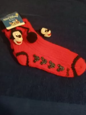 Walt Disney Anklets Red & Black With Mickey Mouse Pom Poms Non Slip • $35