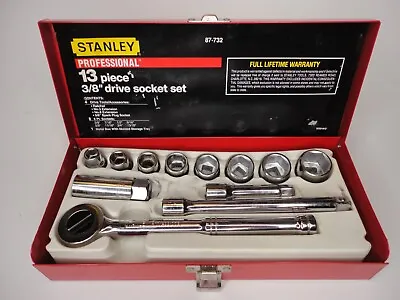Stanley USA Professional SAE Socket Set 3/8 Drive 87-732 With Metal Box READ E4 • $34.95