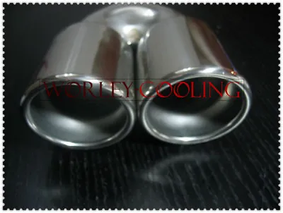 2.25  58 Mm Inlet Exhaust Tip Double Round Outlet Slanted Rolled 8.5  Long New • $50
