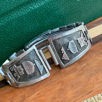 Native American Sterling Silver Ends Wagon Watch Bracelet • $169