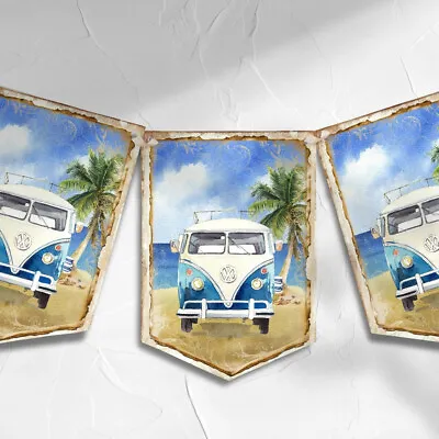 Beach Campervan Bunting Camper Van Banner Wedding Birthday Party • £6.99