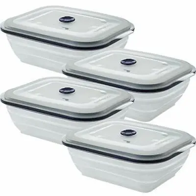 Collapse-it 4-Piece Silicone Food Storage Containers Black Rectangle Set Kitchen • $54.99