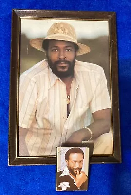 Vintage Marvin Gaye Framed Picture With Wallet Size Inscribed Photo • $195