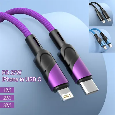 $3.98 • Buy 3ft 6ft 10ft PD 27W USB C To IPhone 14 13 12 11 Type C Fast Charge Charger Cable