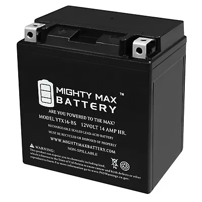 Mighty Max YTX16-BS 12V 14AH Battery For Kawasaki VN1500-P Vulcan Streak '02-03 • $44.99