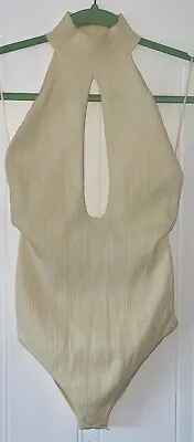 £16.99 • Buy Zara Cream Ribbed Halterneck Bodysuit - Size Large - BNWT