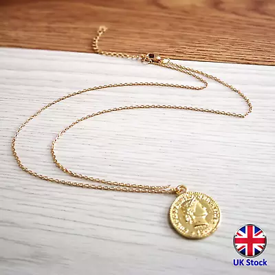 Gold Coin Pendant Necklace - 5 Swiss Francs Helvetia Design - UK Stock • $8.69