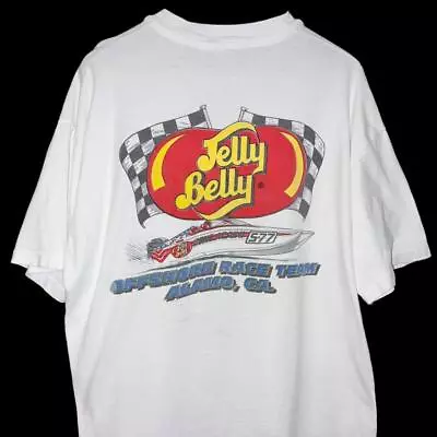 VTG 90s Hanes Gone Again Boat Racing Jelly Belly Candy Snack Promo T Shirt XL • $23.74