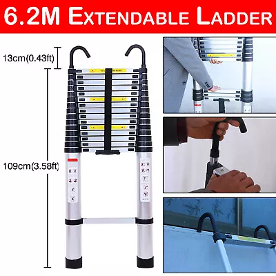 8.5Ft-20.3Ft Telescopic Extension Ladder Aluminum Multi Purpose Folding Non-Slip • $139.62