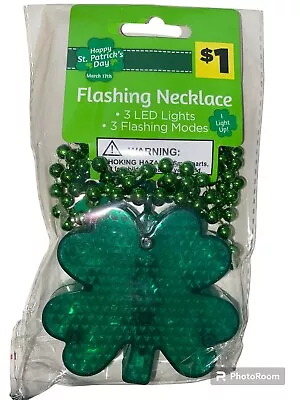 St. Patrick’s Day Flashing Necklace Green Shamrock 20” 3 Flashing Modes & Lights • $1