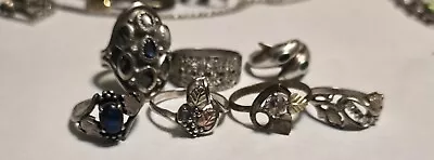 Vintage Sterling Silver Ring Lot Of 7 Repair Or Scrap Black Hills Gold And Other • $50