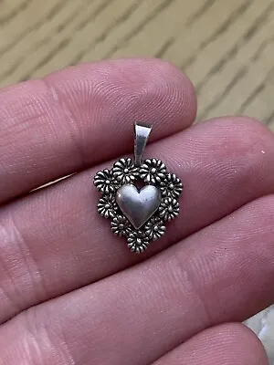 Beautiful Designer Kabana Sterling Silver 925 Floral Heart Slide Pendant 925 • $24