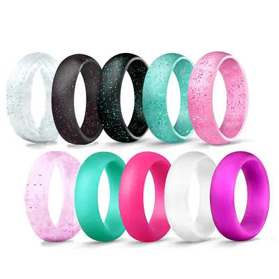 Men Women Ring Silicone Ring Rubber Band Finger Ring Sports Ring Glitter/Solid* • $2.15