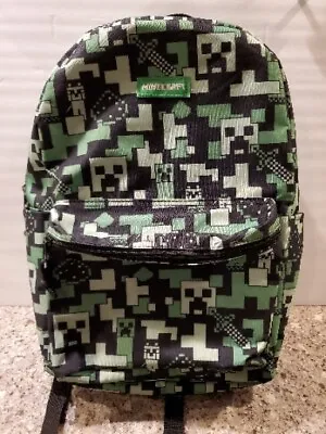 Minecraft Creeper Backpack 17 Inch Green Black Back Pack Printed Book Bag New • $18.49