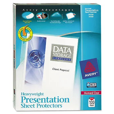 Avery Top-Load Poly Sheet Protectors Heavy Gauge Letter Diamond Clear 100/Box • $15.16