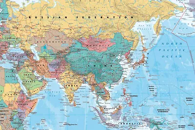 $34.90 • Buy ASIA & MIDDLE EAST MAP GEOGRAPHY EDUCATIONAL POSTER (61x91cm) PICTURE PRINT ART