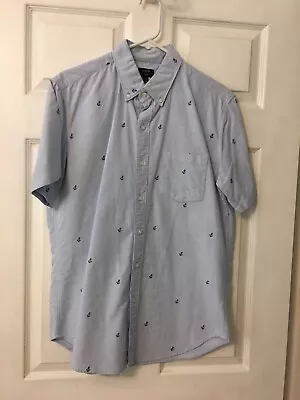 Mens J. Crew Oxford Blue 100% Cotton Nautical Print Shirt Size M • $5.99