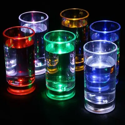 Liquid Activated Flashing Shot Glasses 2.1oz / 60ml - X 6 - Light Up Shot Glass • £15.78