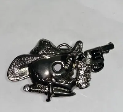 Dead Cowboy Belt Buckle Skull Pistol/GunAnd Knife/Dagger With Rhinestones • $10.50