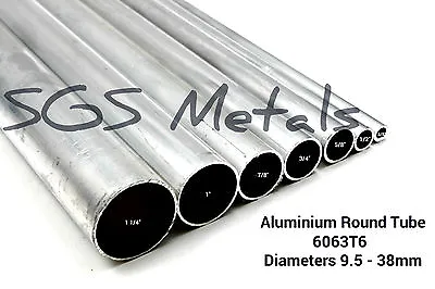 ALUMINIUM Round TUBE Bar Rod Grade 6063T6 3/8  To 1 1/2  Diameter Metal  • £3.75