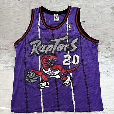 Vintage 90s Spalding Toronto Raptors Damon Stoudamire #20 Sewn Road Jersey Sz L • $375