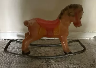 Vintage Blow Mold Plastic 1965 Blazon Childs Miniature Rocking Horse 16  Tall • $16