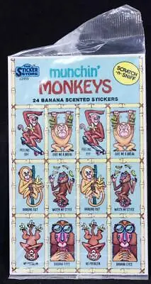 Vintage Sticker Store Munchin' Monkey's Scratch-n-Sniff Banana Scented Stickers. • $6.71