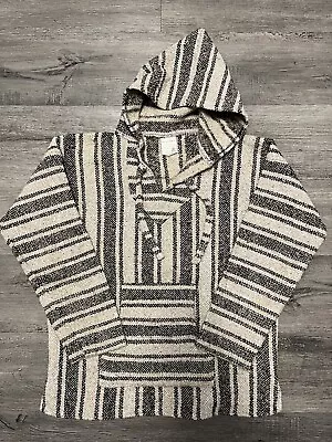 Mexican Style Baja Hoodie Sweater Pull Over Unisex Size Medium Brown • $20.99