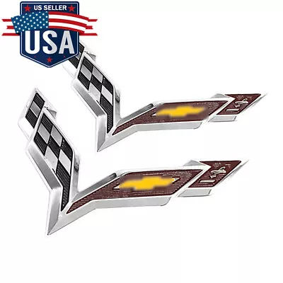 For 2014-2019 Corvette C7 STICKER Emblem Badge Cross Flags Bumper Adhesive DECAL • $16.99