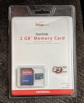 **Sandisk 2GB Memory 3 In 1 MicroSD Card W/ Adapters Verizon Wireless NOS New** • $11.99