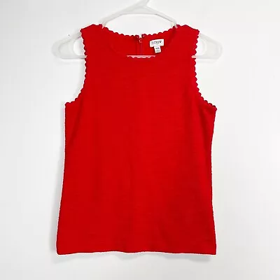 J Crew Shirt Womens Size XXS Red Textured Tank Top With Scallop Trim Sleeveless • $20.83