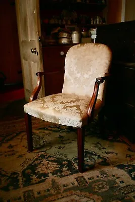 Antique 19th Gainsborough Style Library Chair On Tapered Legs • £475